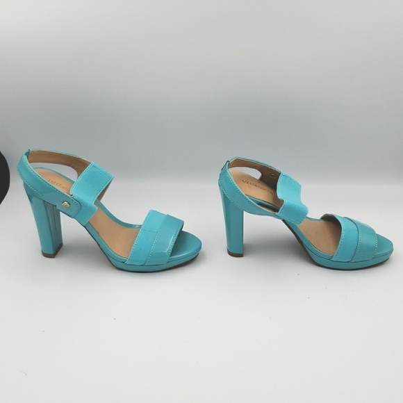 Liz Claiborne high heel sandals, women's size 5, turquoise color. - Picture 3 of 8